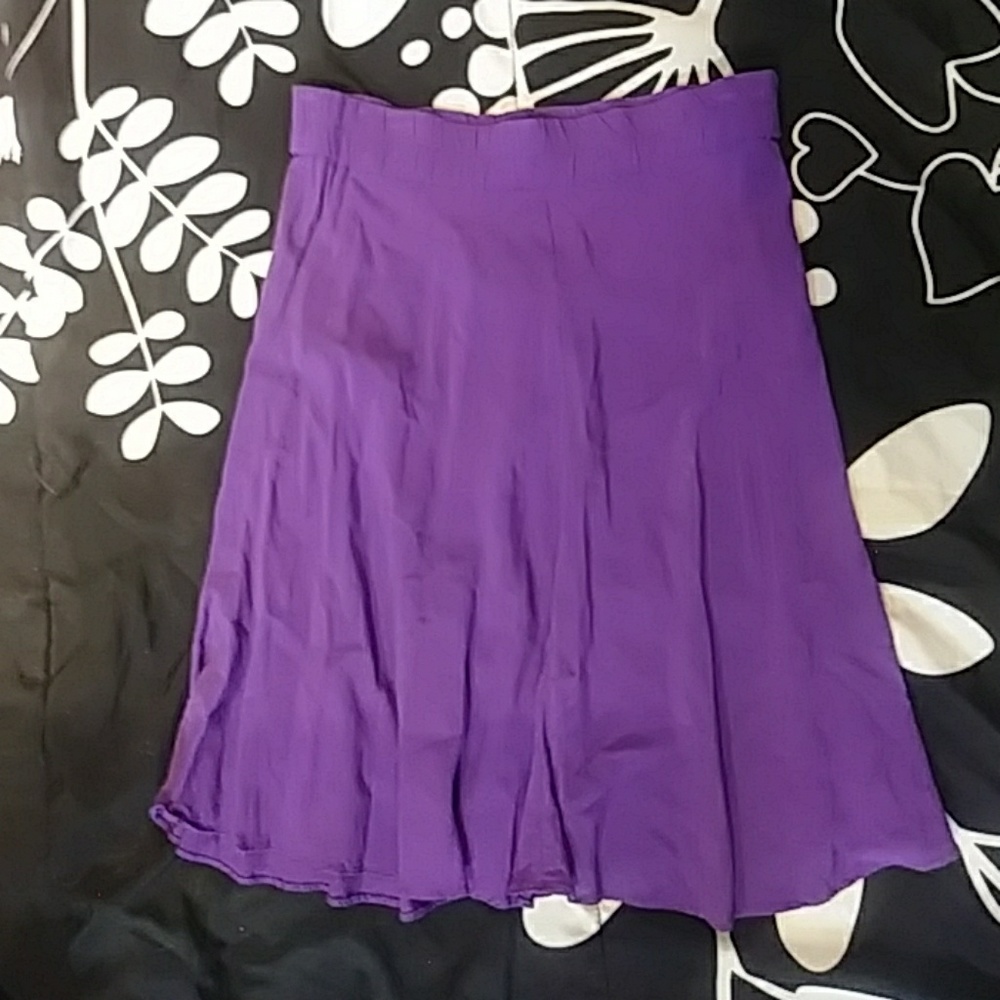 Womens Purple Pullup Skirt Sz S/M Stretch Waist Tshirt Feel Knee Length B8